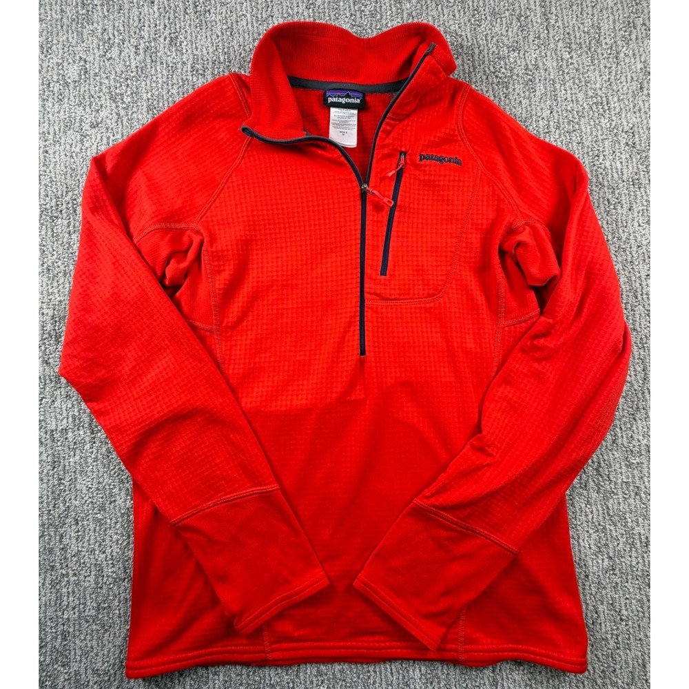 Patagonia R1 Pullover Mens M Burnt Orange Polartec Power Dry Fleece Quarter Zip